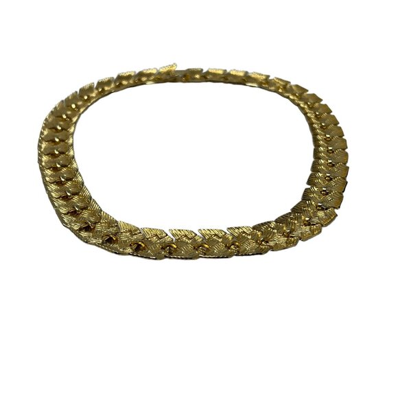 Gold Tone Choker Chain Braided Style Box Clasp 18 inch - Picture 1 of 7